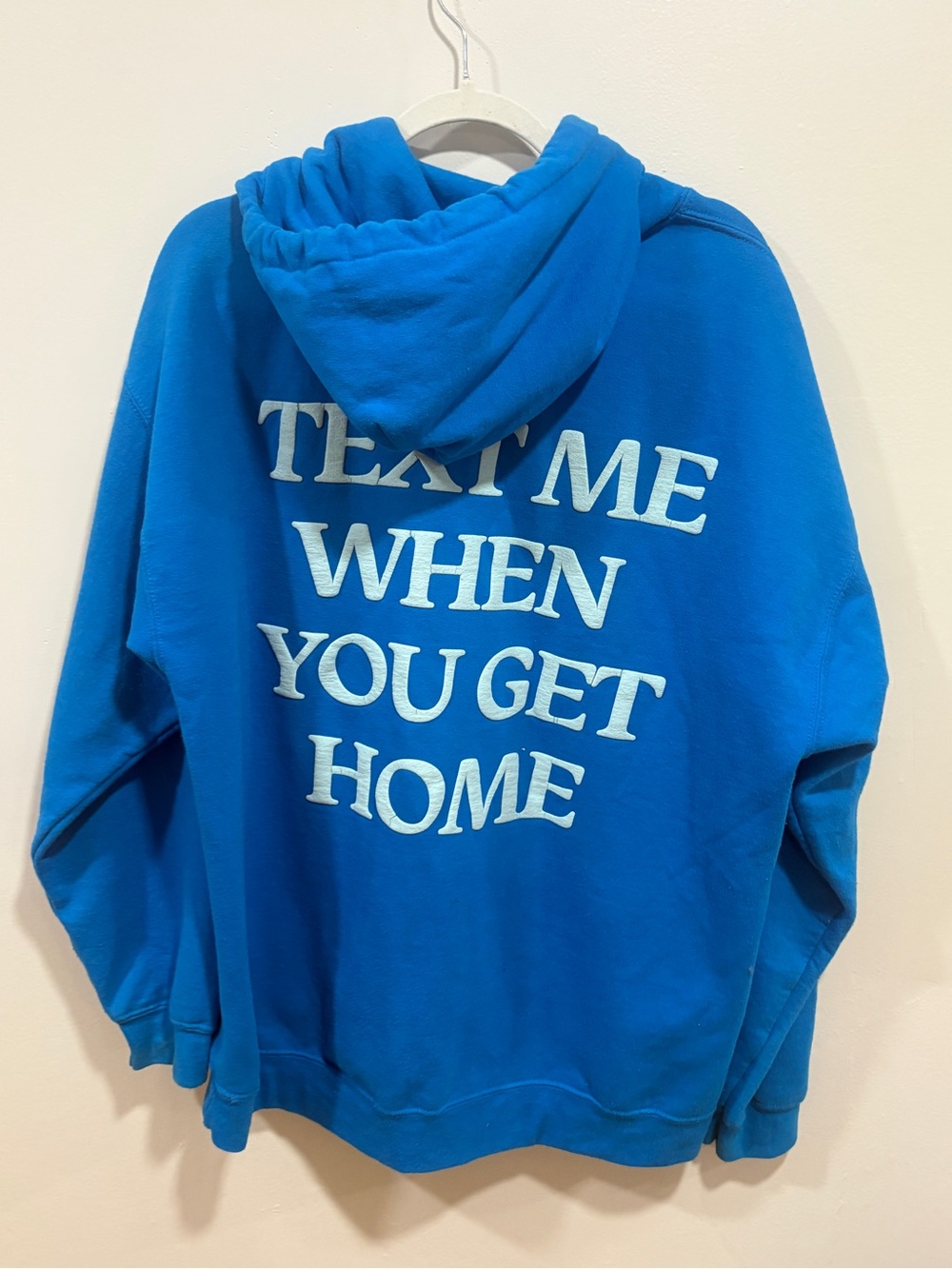 Blue Lonely Ghost Hoodie with "TEXT ME WHEN YOU GET HOME"